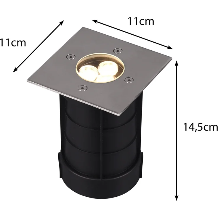 LED Bodeneinbauspot eckig 2er Set Edelstahl 11cm IP65 Bodenstrahler für Einfahrt – Bild 4