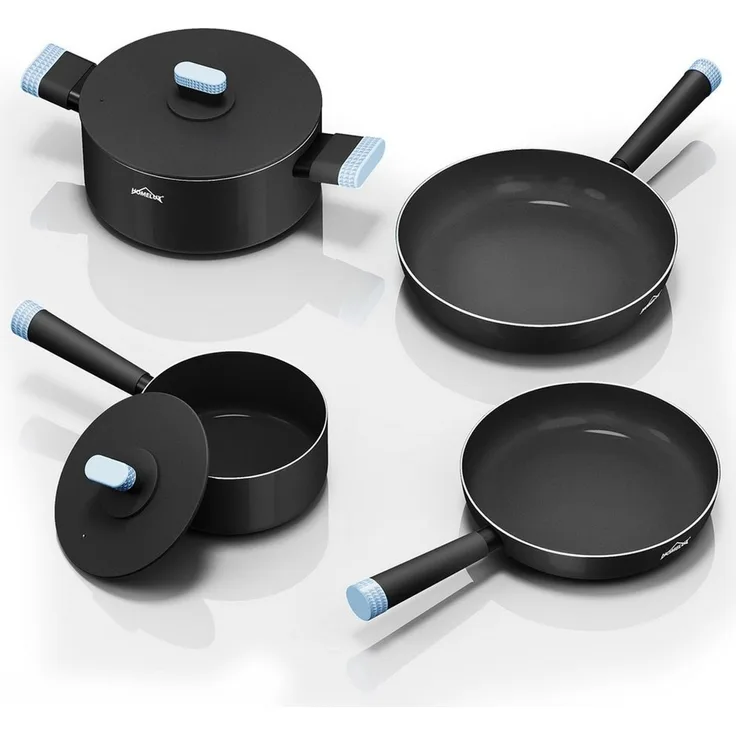 HOMELUX Topf-Set Induktions Töpfe Set 6-Teilig Antihaftbeschichtung Kochtopfset, Aluminium (Set, 6-tlg, 2 Töpfe mit Glasdeckel + 2 Pfanne), Induktionsgeeignet