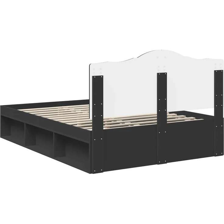 vidaXL Bettrahmen Schwarz 150 x 200 cm Massives Kiefernholz 3413291 – Bild 8
