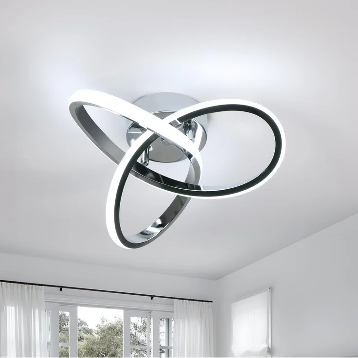 Goeco LED Deckenleuchte, Moderne Silberne Deckenlampe 22W, Kleine LED Leuchte für Gang Eingang Treppe Arbeitszimmer Flur, 6500K Kaltweiß
