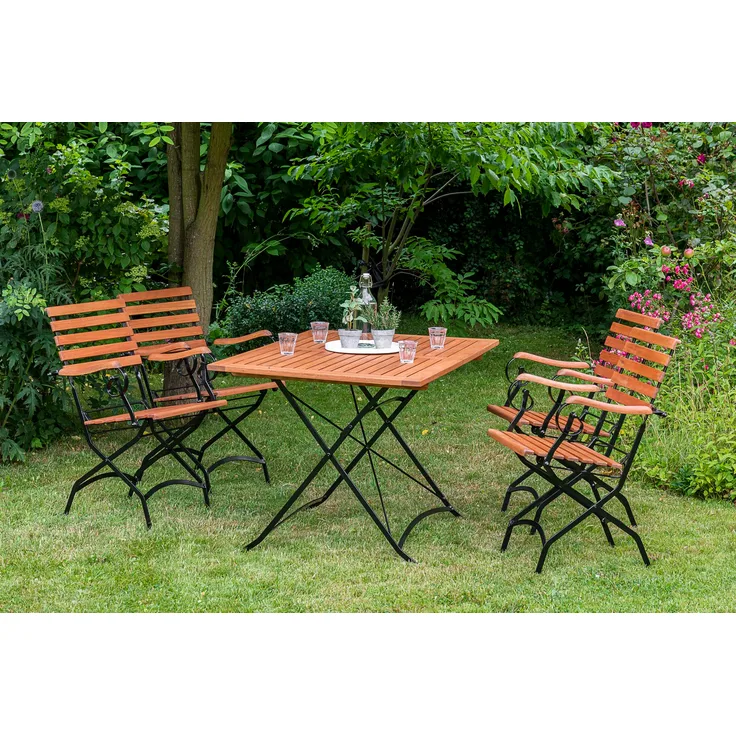Schlossgarten Gartenmöbel Set 5tlg, Klappsessel & 120x80 cm