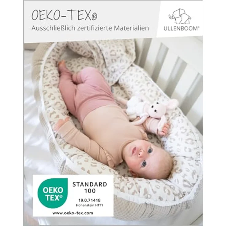 ULLENBOOM ® Bettnestchen Kuschelnest Baby 55x95 cm, kuscheliges Babynest, Made in EU, (1-tlg), Ideal für Neugeborene als Reisebett, Leo – Bild 3