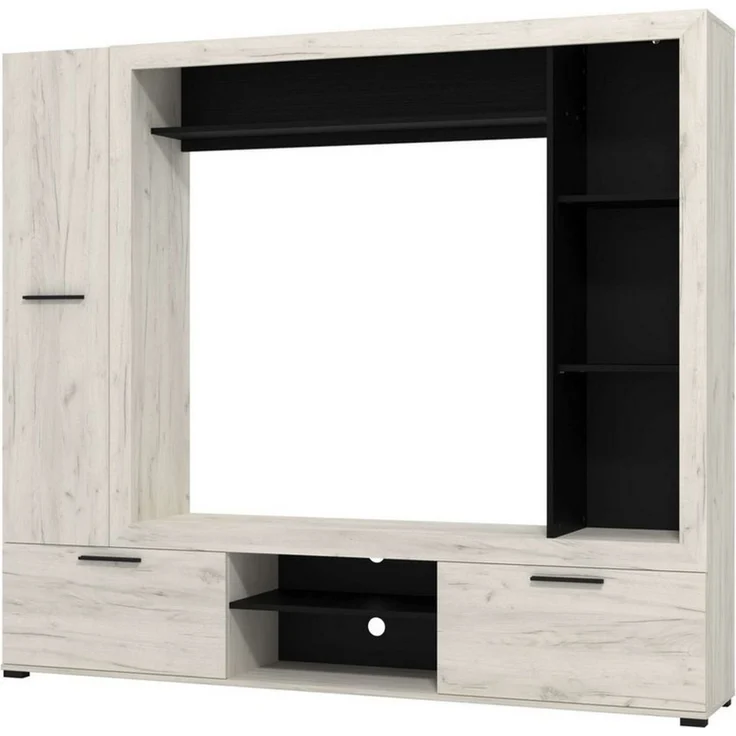 Home affaire Wohnwand Lorca Medienwand, Wohnzimmerwand, TV-Wand, (4-St), Moderne, stilvolle Wohnwand in Eichen-Optik mit TV-Fach – Bild 3