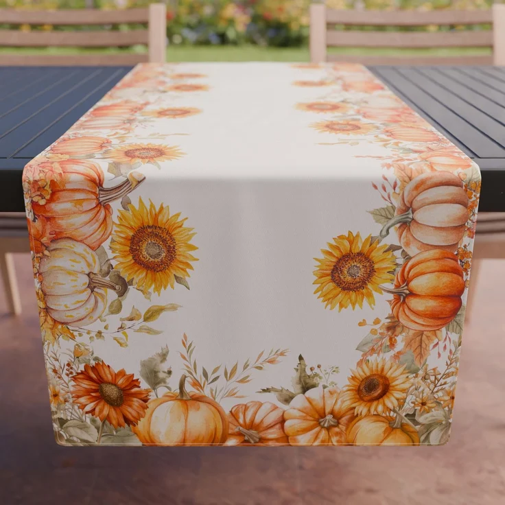 Petti Artigiani Italiani - Zubehör für Küchentextilien, eleganter Tischläufer, 40x140 cm aus Mikrofaser, Tischdecke mit Digitaldruck, Kürbis Pumpkin, Halloween, 100% Made in Italy