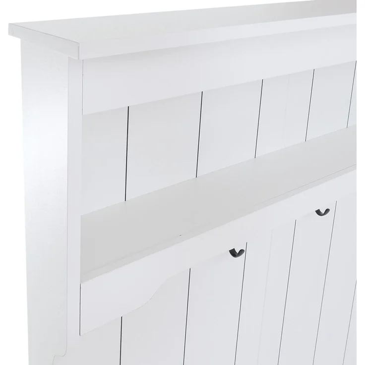 Garderobe HWC-P26, Flurgarderobe Holzgarderobe Sitzbank, 4 Haken Staufach Ablage Melamin 170x100x39cm ~ weiß – Bild 6