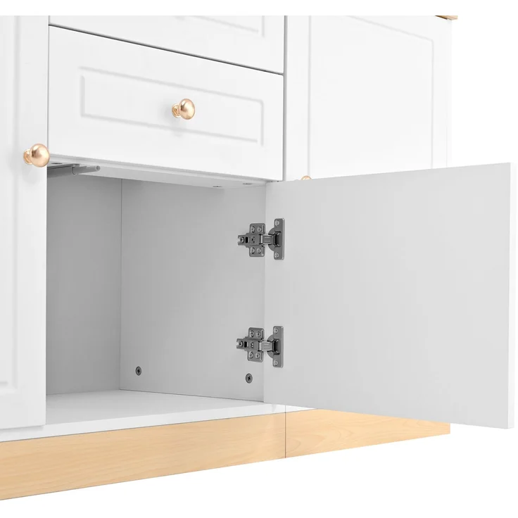 DESVIAE Sideboard mit 3 Türen und 2 Schubladen 135,5x76x39 cm Spanplatte Weiß/Holzoptik – Bild 9