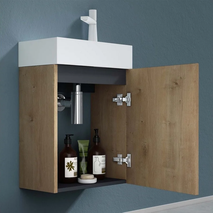 doporro Badezimmer-Set Badmöbel-Set Gäste WC Waschbecken Waschtisch mit Unterschrank PISA – Bild 3