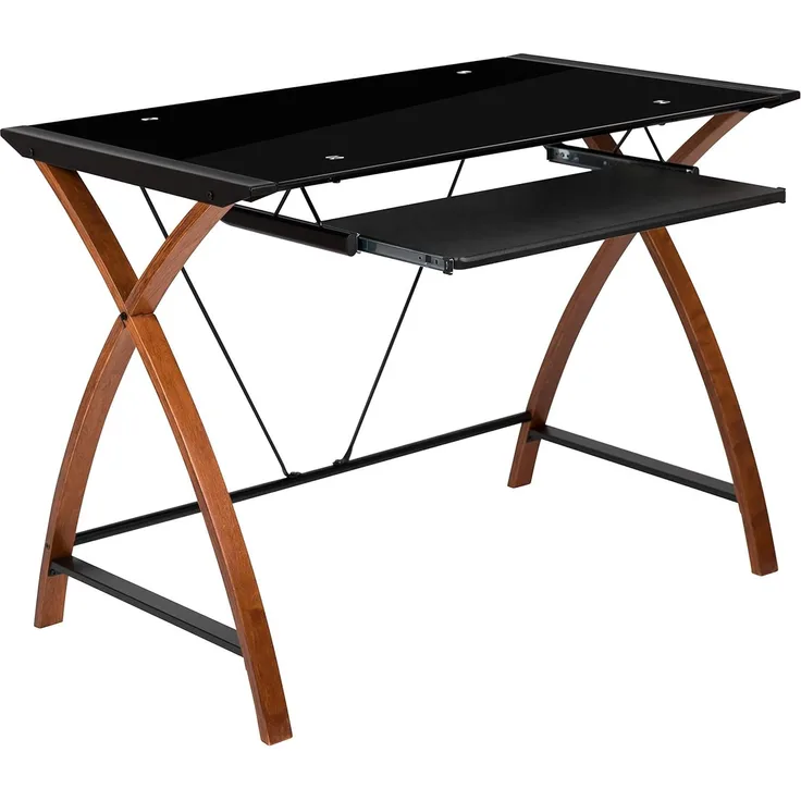 Flash Furniture Computertisch aus Glas, Metall, schwarz, 35. 5" W x 23. 75" D x 29. 75" H