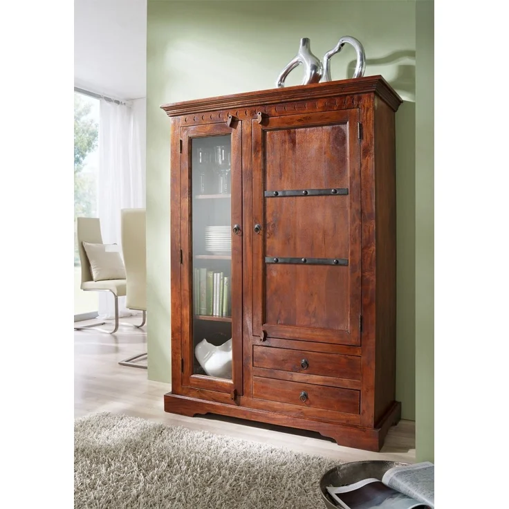 Vitrine Akazie 110x45x155 nougat lackiert OXFORD #425 – Bild 7