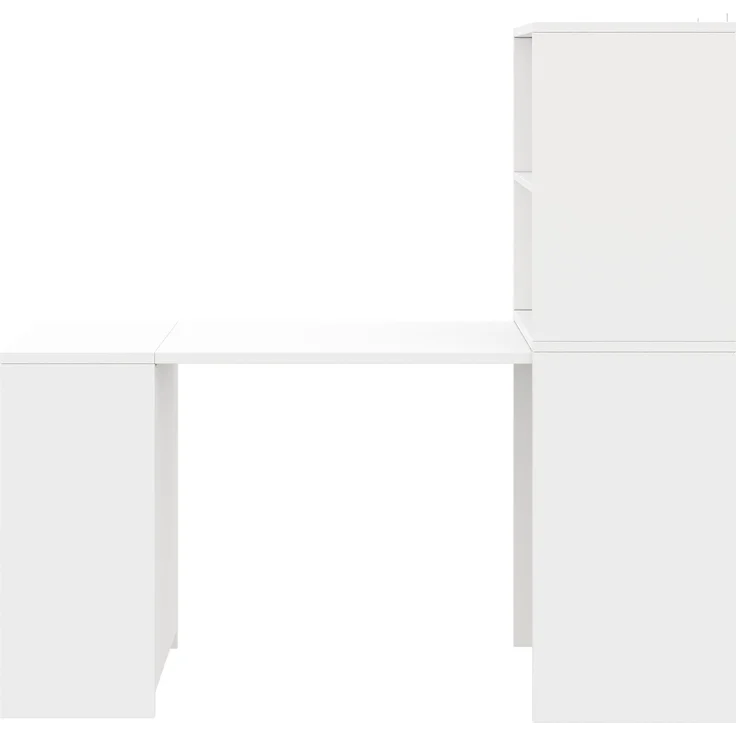 Klapptisch aus Spanplatte, 2-in-1 Schreibtisch mit 4 Ablagefächern, 130x51x137 cm, Weiß – Bild 6