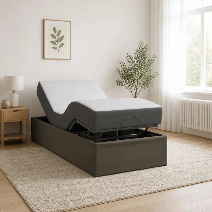 vidaXL Elektrisch verstellbares Bettgestell Grau 200 x 90 x 33,5 cm 42037297 – Bild 1