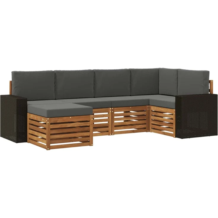 vidaXL Outdoor-Sofagarnitur 6 stk. 5-Sitzer Natur und Anthrazit 3384573 – Bild 2