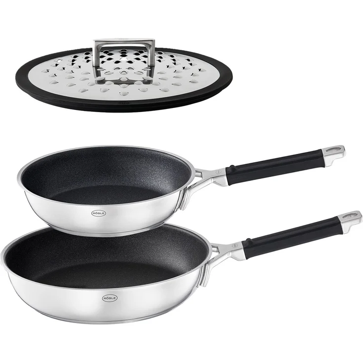 Rösle Set Bratpfanne 24 und 28 cm Silence Pro mit Spritzschutz – Bild 1