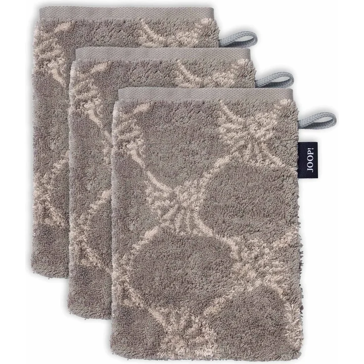 JOOP! Waschlappen, 3er Pack - Waschhandschuh, Doubleface, Walkfrottier Braun Cornflwower 16x22cm – Bild 1