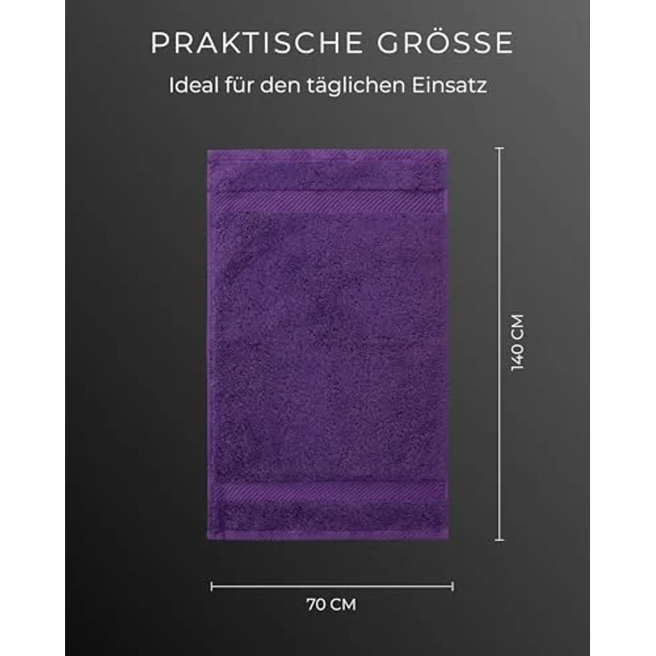 Luckytowel Duschtuch Set 70x140 cm, Oeko-TEX Badetücher aus 100% Baumwolle, 600 g/m², flauschig & saugstark, 2er Pack Lila – Bild 4