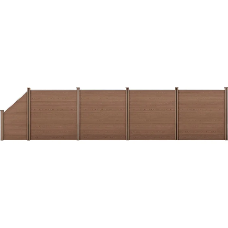 WPC Gartenzaun mit Schrägelement 183x799 cm braun [neu. holz] – Bild 1