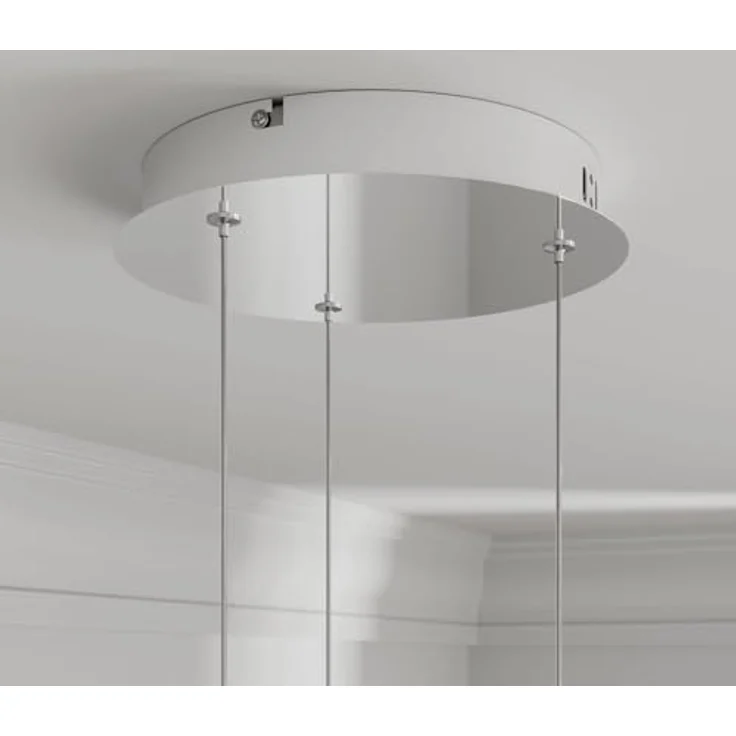 Lucande LED-Pendellampe Hayley, 3-flg. mit kugelförmigen Glasschirmen, Ø 25 cm, chrom, Blasenglas – Bild 5