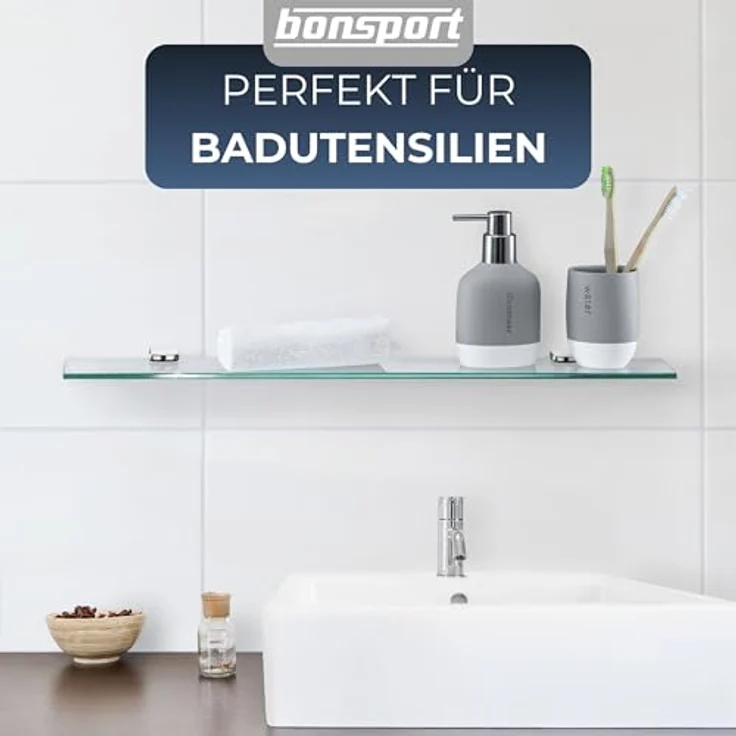 bonsport Badregal Glas Regal, Glasregal Milchglas rechteckig 60 x 10.16 x 0.6 cm – Bild 5