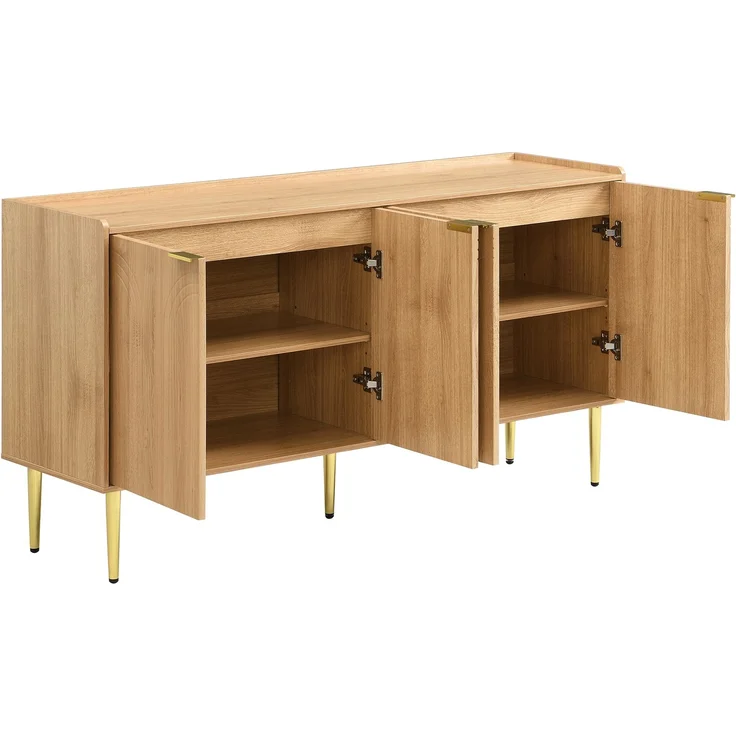 ZUBALIYA Sideboard 140x38x75 cm, aus MDF, Natur – Bild 15