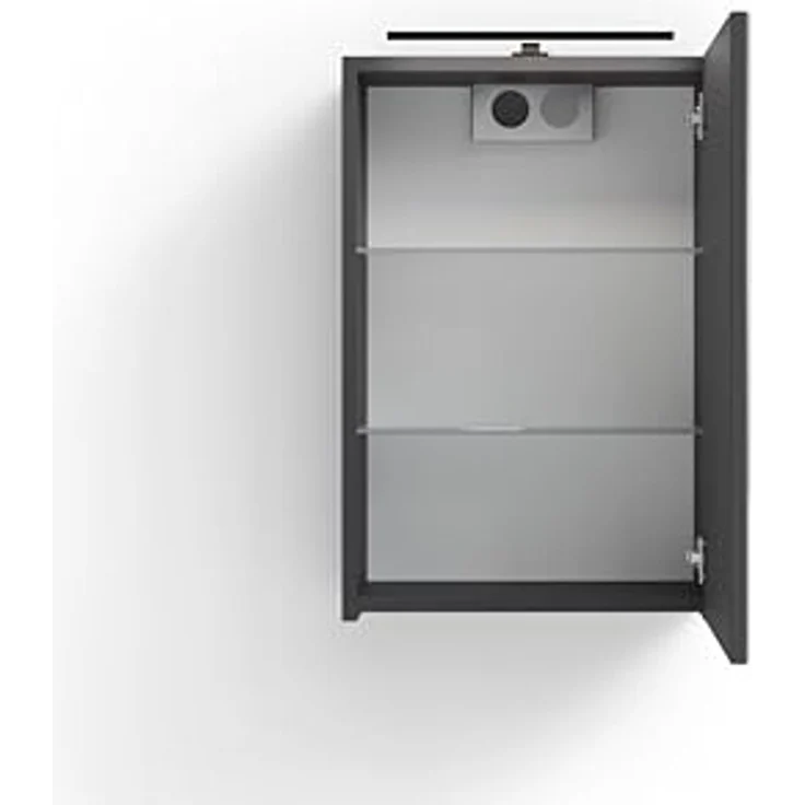 byLIVING Spiegelschrank Spree/Korpus matt anthrazit mit Spiegeltüren/Hängeschrank mit Soft-Close-Funktion/Inkl. LED-Beleuchtung/Badschrank mit Stecker- und Schalterdose/B 40, H 60, T 20 cm – Bild 5