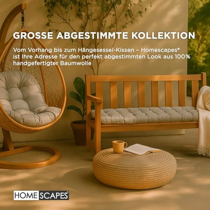 Homescapes Stuhlkissen 2er Bankauflage grau 100% Baumwolle – Bild 11