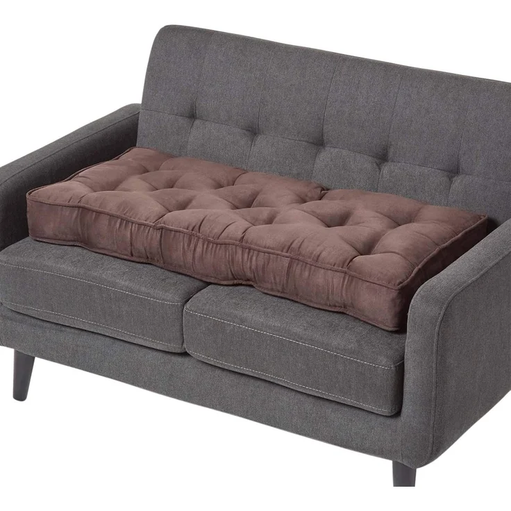 Homescapes Sitzkissen Sofa-Auflage 100 x 48 cm mit Veloursbezug – dickes Sitzkissen braun – Bild 1