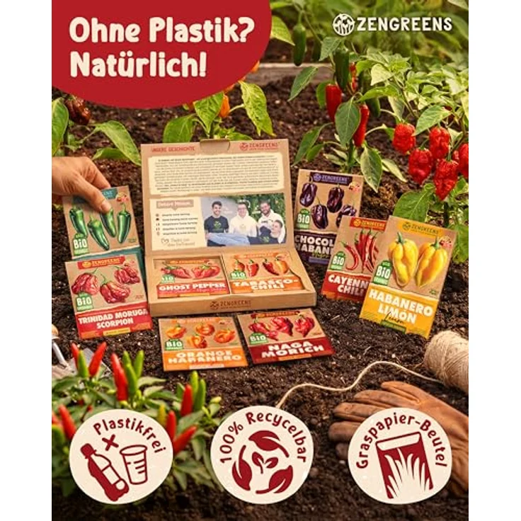 ZenGreens® - Bio Chilisamen im 15er Set - 15 Chili Samen für den einfachen Anbau im Garten, Balkon oder Hochbeet - Pflanzensamen - Saatgut – Bild 5