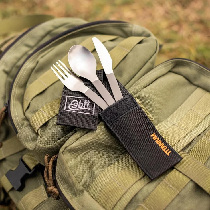 Esbit Besteck-Set Esbit Titan Besteck-Set 3-tlg. mit Karabiner und Tasche – Bild 9