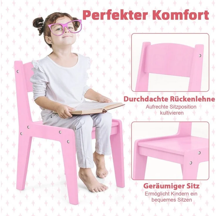 COSTWAY Schminktisch Kidner, mit Stuhl & LED Spiegel – Bild 3