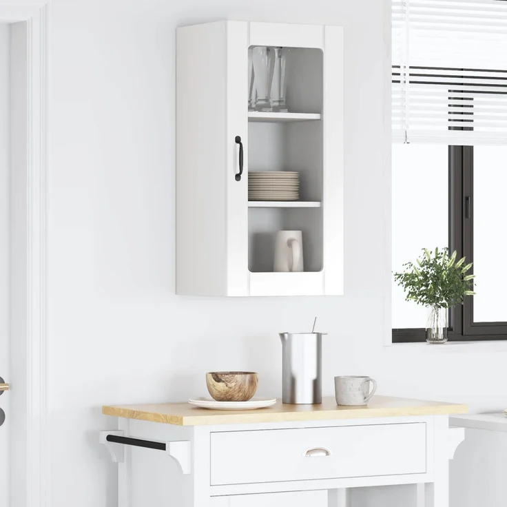 vidaXL Wandglas-Schrank PORTO Hochglanz-Weiß 40 x 31 x 80 cm 885343 – Bild 4