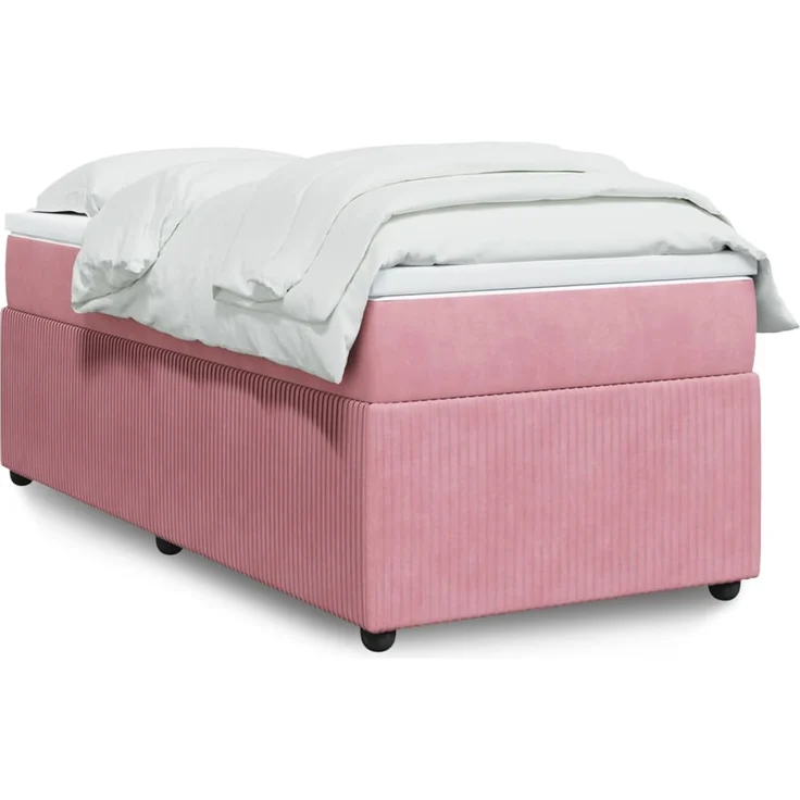vidaXL Boxspringbett mit Matratze Rosa 80x200 cm Samt 3285607 – Bild 1