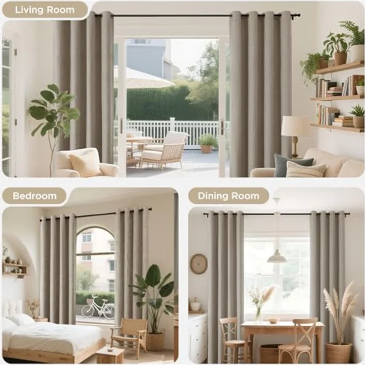Joydeco Verdunkelungsvorhänge, 244 cm lang, 2 Paneele, Burgrot, Raumverdunkelungsvorhänge für Schlafzimmer, 100% verdunkelnde, strukturierte Thermovorhänge, Sichtschutz, 2 Paneele Set (B 132 x L 244 – Bild 7