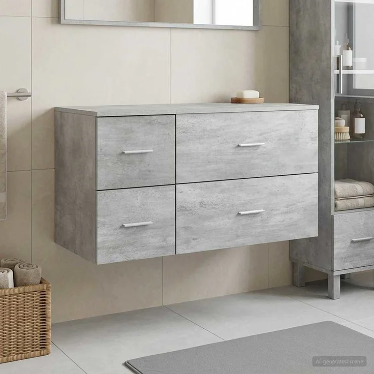 vidaXL Badezimmerschrank-Set 2 stk. Betongrau 92,5 x 44,5 x 50 cm 3404019 – Bild 1