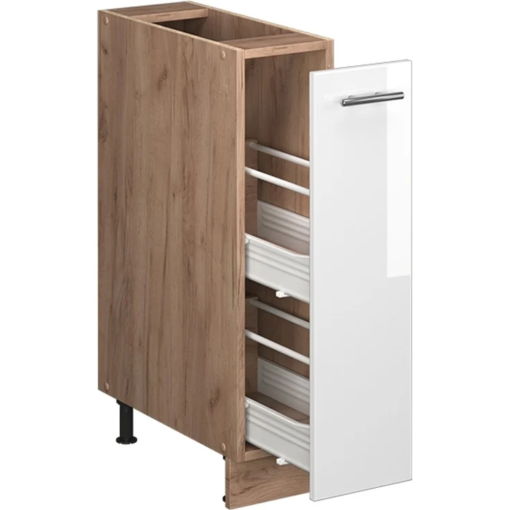 Apothekerschrank Fame-Line Weiß Hochglanz/Goldkraft Eiche 20 cm, AP Marmor Vicco – Bild 6