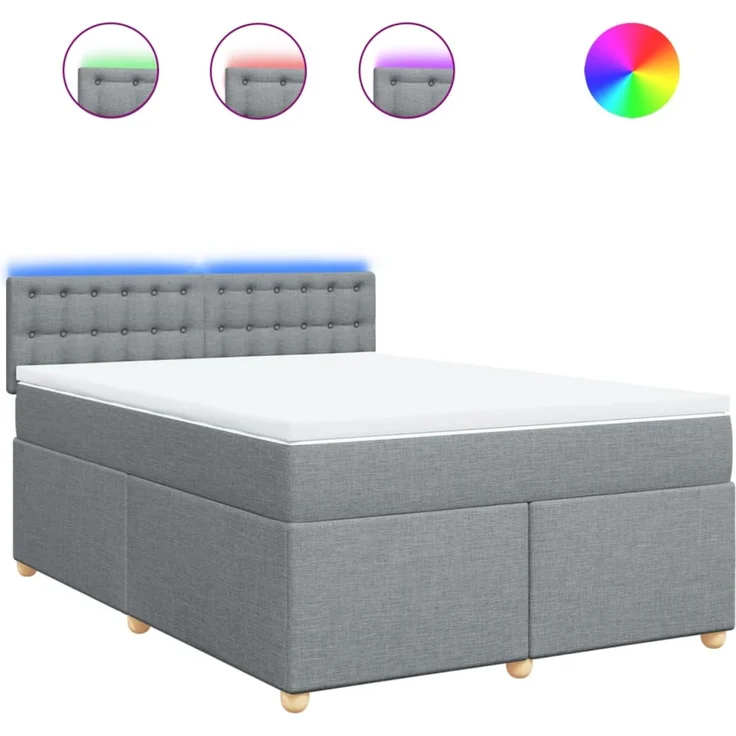 vidaXL Boxspringbett mit Matratze Hellgrau 140x190 cm Stoff 3288989 – Bild 2