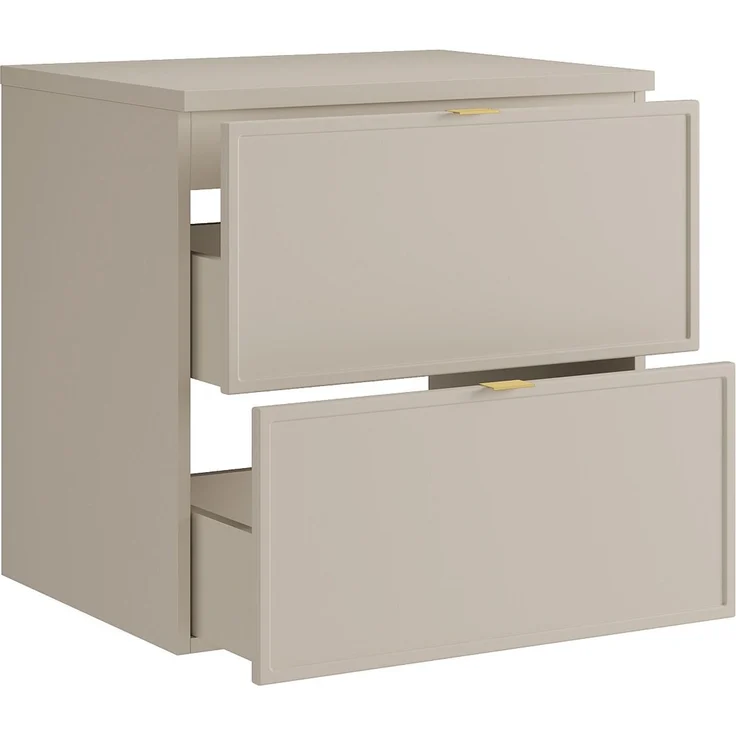 Vente-unique - Hängender Waschtischunterschrank mit Ablage – Beige – 60 cm – ONDIL – Bild 5