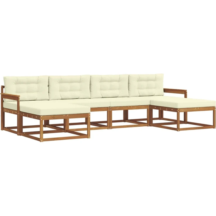 vidaXL Outdoor-Sofagarnitur 6 stk. 6-Sitzer Natur und Creme 3367953 – Bild 2