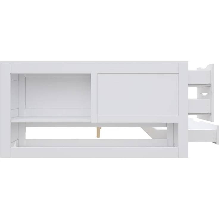 CHICFURN Bett aus MDF Weiß 140x200 cm mit Stauraum und Lattenrost – Bild 9
