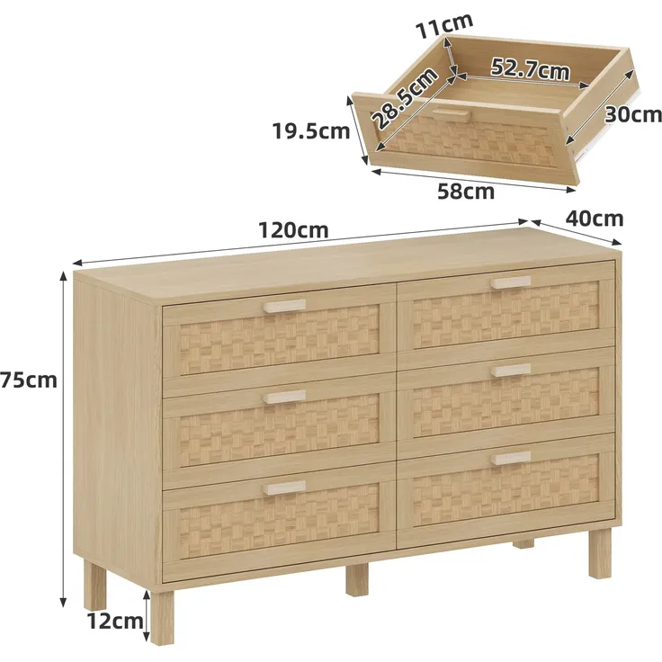 Kommode mit Schubladen, Schubkastenkommode, Sideboard, Aufbewahrungsschrank, Mehrzweckschrank, Küchenschrank – Bild 6