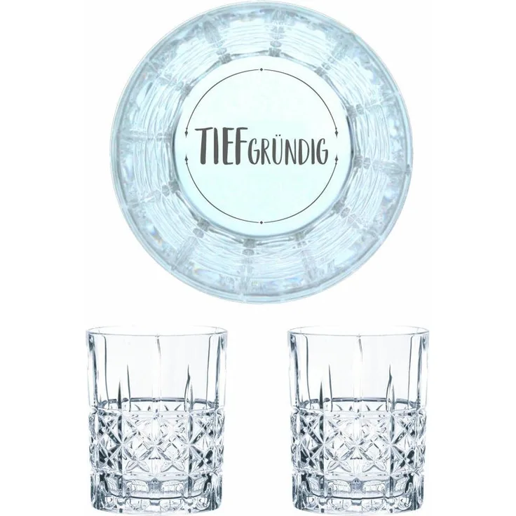Nachtmann Whiskyglas Gravur Tiefgründig, Whiskeygläser Set, Gravur, Geschenk, Kristallglas, 345 ml, 2er Set
