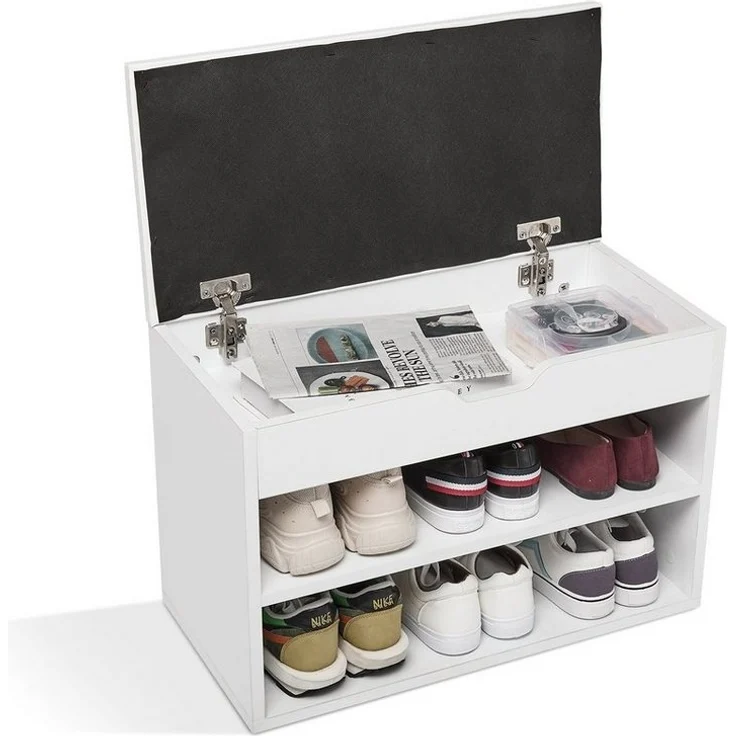 Mondeer Schuhbank Schuhhocker, Schuhhocker mit Sitzfläche für 8 Paar Schuhe, Weiß – Bild 3