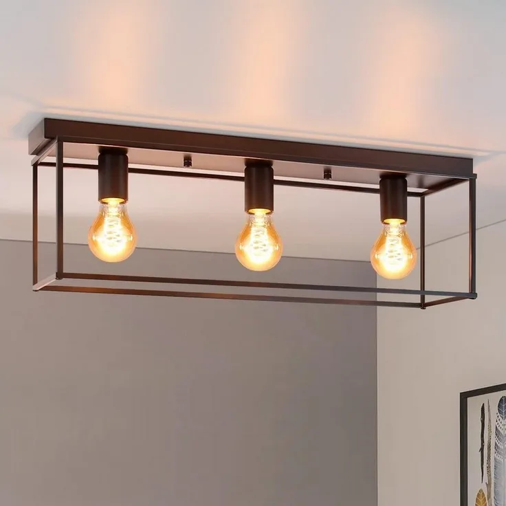 Nettlife Deckenleuchte Schwarz Vintage E27 Deckenlampe Retro industrial Metall, ohne Leuchtmittel, für Schlafzimmer Wohnzimmer Flur Küche Esszimmer