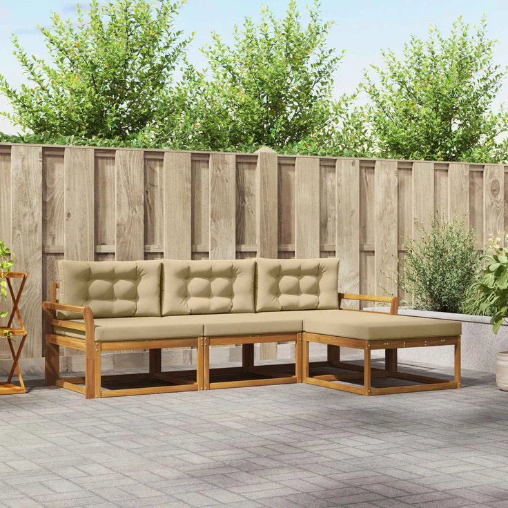 vidaXL Outdoor-Sofagarnitur 4 stk. 4-Sitzer Natur und Beige 3367406 – Bild 1