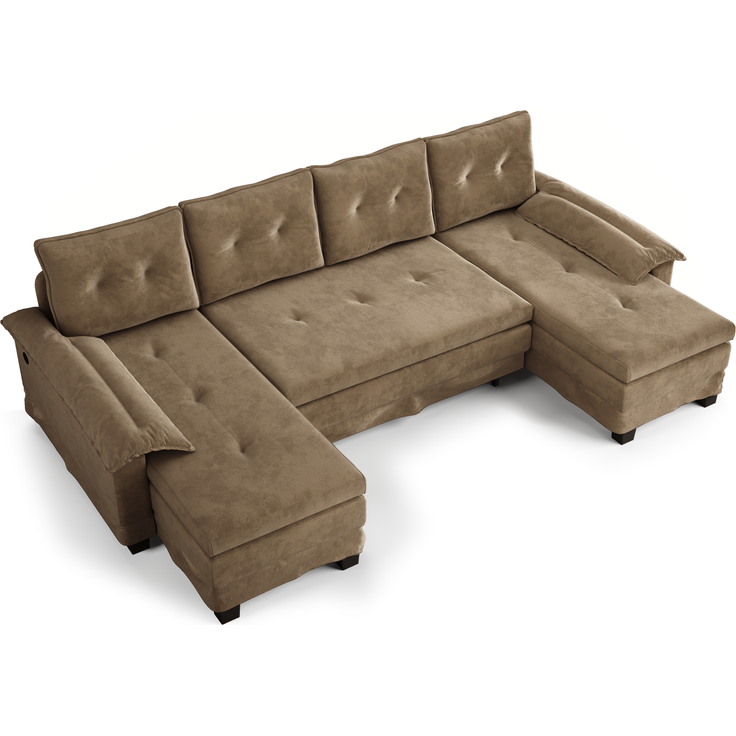 ZUBALIYA Schlafsofa 127x87 cm, mit USB - Anschluss, mit Ausziehbett, mit Chenille - Bezug, mit Samtbezug, modular aufgebaut, Weiß – Bild 19