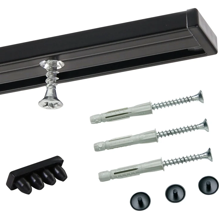 Deco-Raum Gardinenschiene Minimal, 1-läufig, Wunschmaßlänge, kürzbar, Deckenmontage, verschraubt, Aluminium, Komplett-Set vorgebohrt – Bild 1