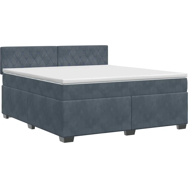 vidaXL Boxspringbett mit Matratze Dunkelgrau 180 x 200 cm Samt 3450759 – Bild 2