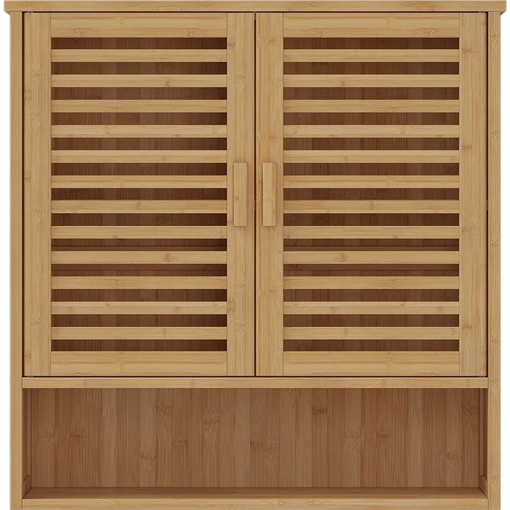 Bellamio 'Newa' Badezimmer-Set aus Waschbeckenunterschrank und Hängeschrank mit 3 Ablagefächern, Bambus, natur – Bild 12