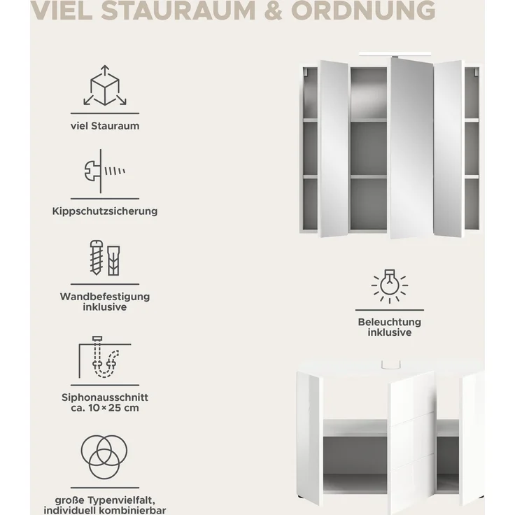 Badezimmerset Vira III - Weiß / Weiß Hochglanz – Bild 10