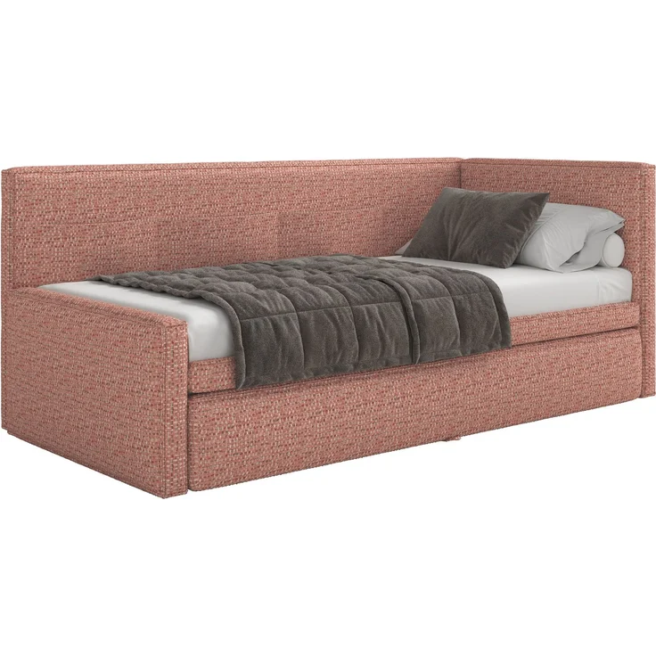 Selsey 'Nesmi' Polsterbett mit Bettkasten, Webstoff Rosa, 90x200 cm – Bild 1
