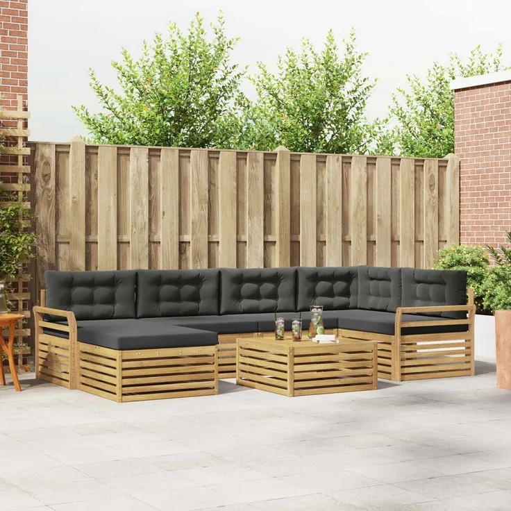 vidaXL Outdoor-Sofagarnitur 7 stk. 6-Sitzer Weiß und Anthrazit 3390807